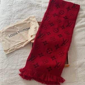 Louis Vuitton Red and Black Monogram Scarf